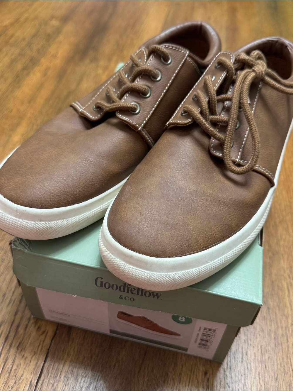 Goodfellow & Co Brown Low-Top Lace-Up Sneakers with White Sole